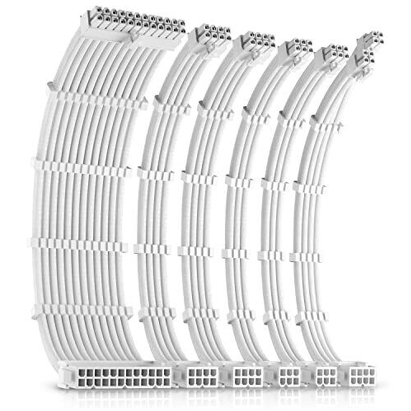 Antec White PSU Extension Cable Kit - 6 Pack (1x 24 Pin, 1x 4+4 Pin, 2x 8 Pin, 2x 6 Pin) - Image 3
