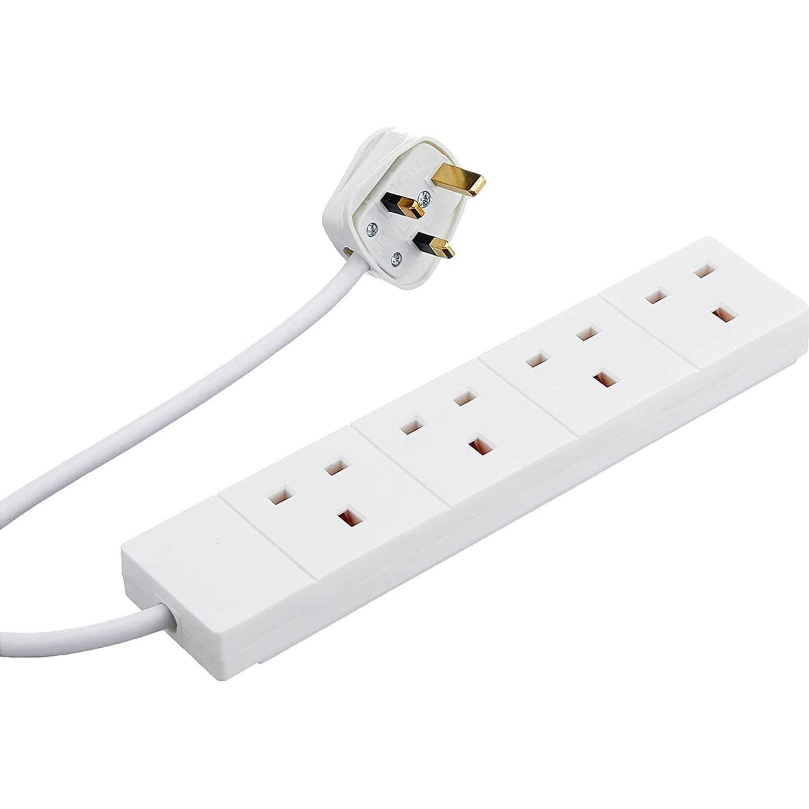 2m 4 Gang UK Mains Extension - White - Image 3