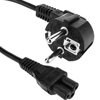 EU 2 Pin Plug To IEC C5 60cm Mains Extension Cable - Black