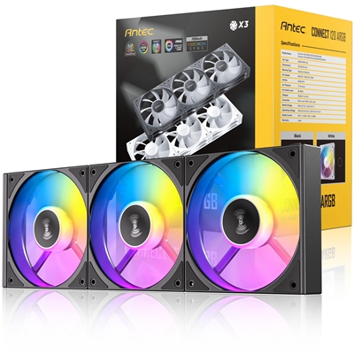 Antec Connect 120 ARGB 3-Pack 120mm PWM Fans with Daisy Chain Design and Vibration-Absorbing Pads - Image 2