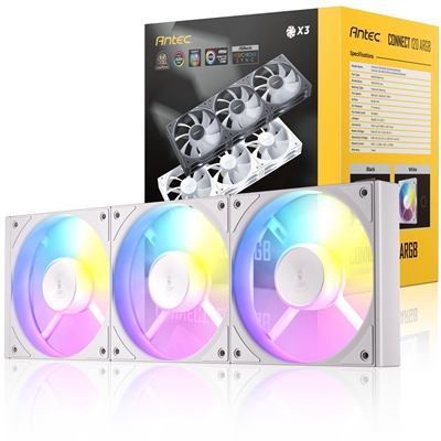 Antec Connect 120 White ARGB 3-Pack 120mm PWM Fans with Daisy Chain Design and Vibration-Absorbing Pads - Image 2