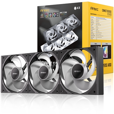 Antec Connect 120 ARGB Reverse 3-Pack 120mm PWM Fans with Daisy Chain Design and Vibration-Absorbing Pads - Image 2