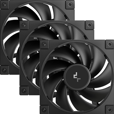 DeepCool FD12 120mm Case Fan 3-Pack, PWM Control, High Airflow, Low Noise, Hydro Bearing, Black, Anti-Vibration Pads, 4-Pin Connector - Image 2
