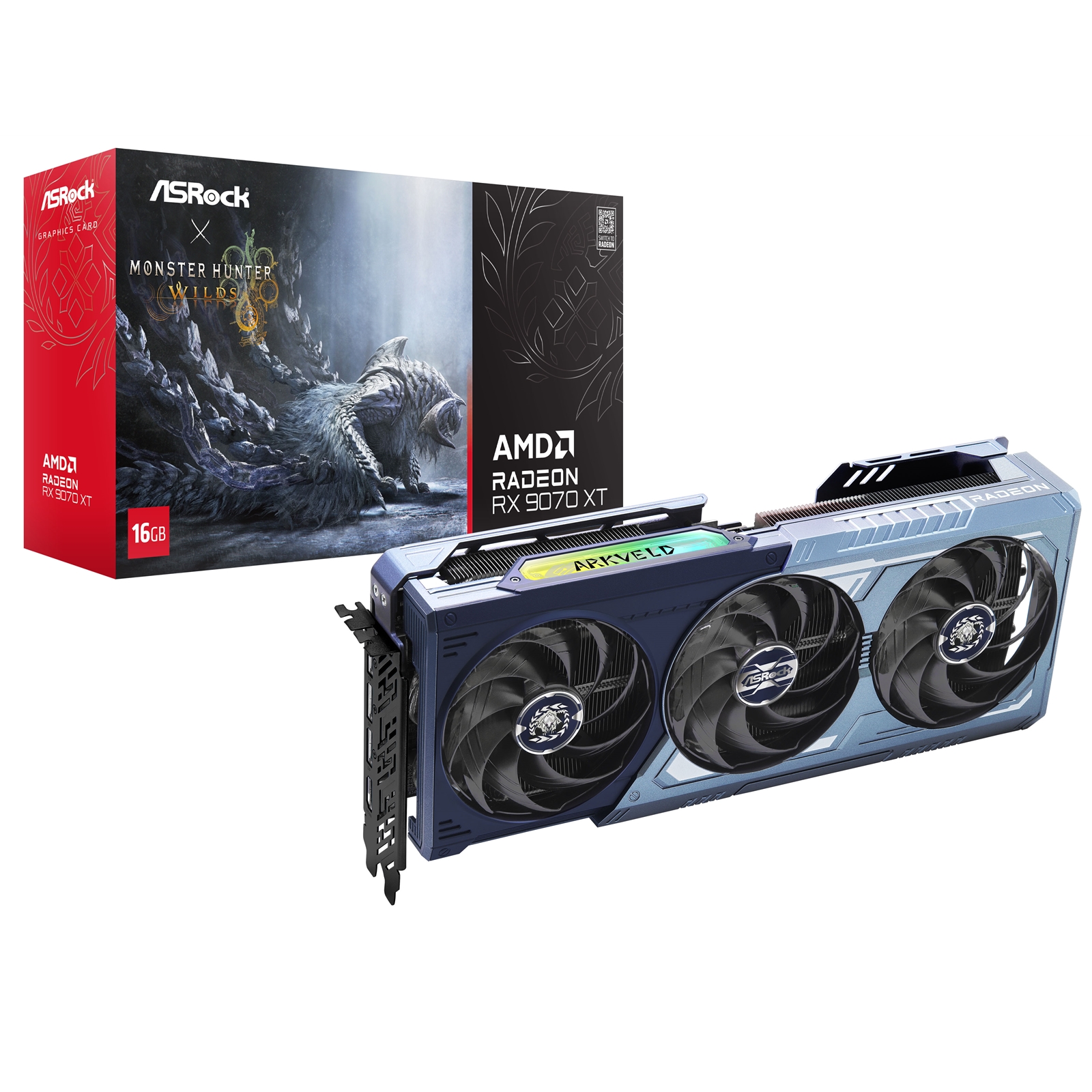 ASRock AMD Radeon RX 9070 XT Monster Hunter Wilds Edition 16GB GDDR6 Graphics Card, 4096 Streams, 2970MHz Boost Clock, Triple Fan, 3x DisplayPorts / 1x HDMI Port - Image 3