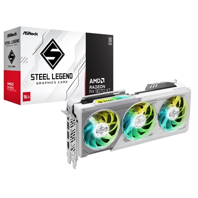 ASRock AMD Radeon RX 9070 XT Steel Legend 16GB GDDR6 Graphics Card, 4096 Streams, 2970MHz Boost Clock, Triple Fan, 3x DisplayPorts / 1x HDMI Port - Image 2