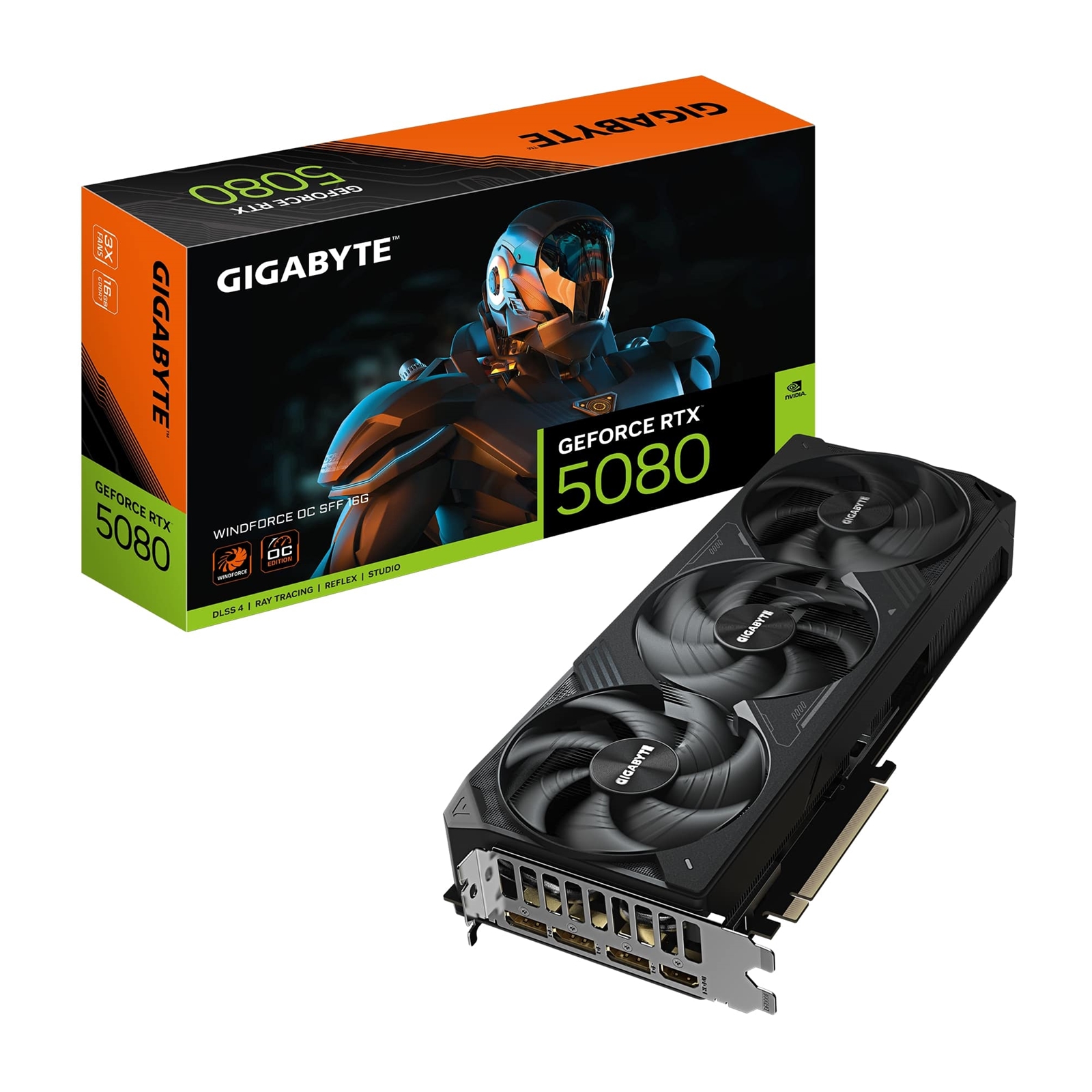 Gigabyte NVIDIA GeForce RTX 5080 WINDFORCE OC SFF 16GB GDDR7 Graphics Card, 10752 CUDA Cores, 2670 MHz Core Clock, Triple Fan, 3x DisplayPorts / 1x HDMI Port - Image 3