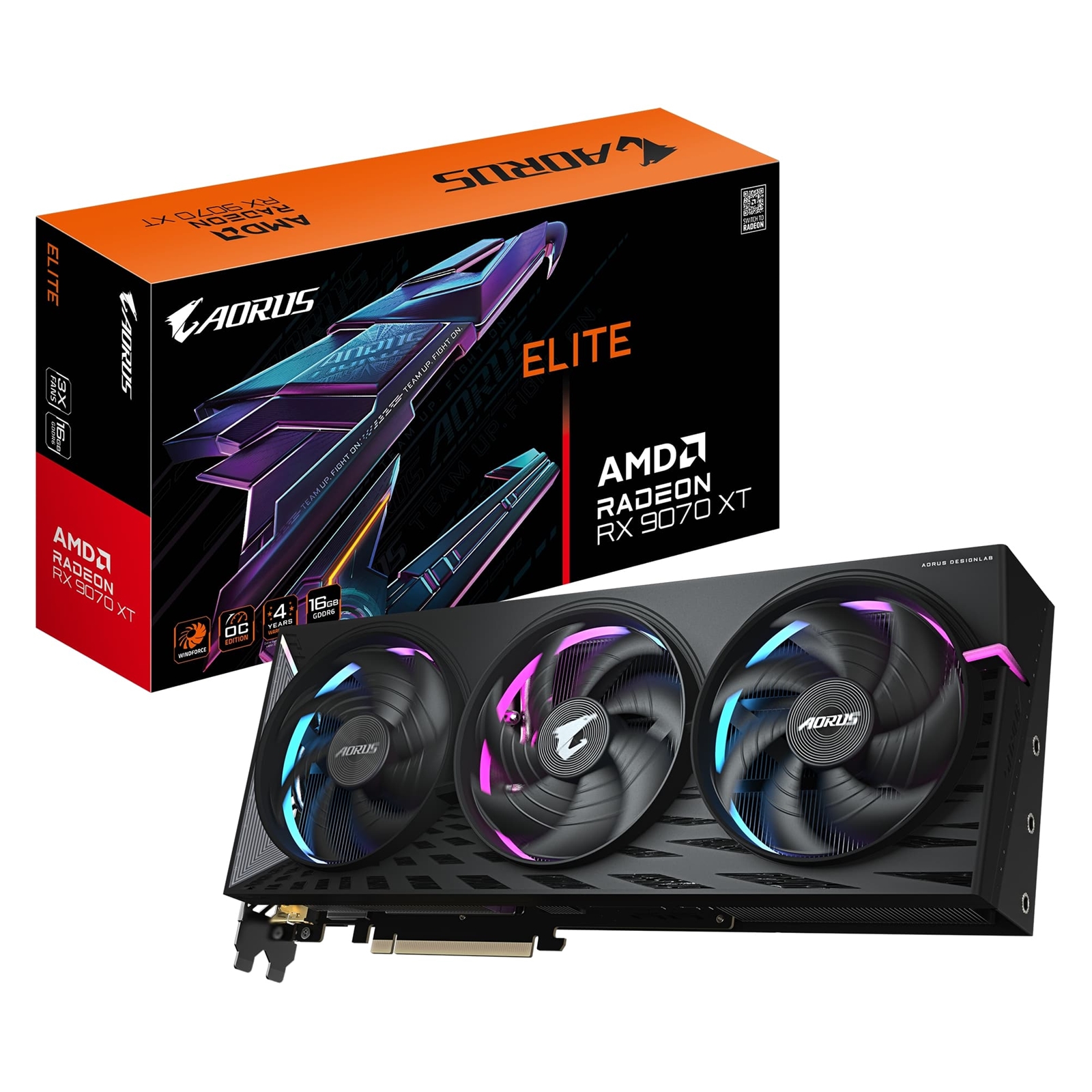 Gigabyte AMD Radeon RX 9070 XT ELITE 16GB GDDR6 Graphics Card, 4096 Streams, 2570 MHz Core Clock, Triple Fan, RGB, 2x DisplayPorts / 2x HDMI Ports - Image 3