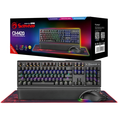 Marvo Scorpion CM420-UK 3-in-1 RGB Mechanical Keyboard, Mouse and Mouse Pad Gaming Bundle - Image 2