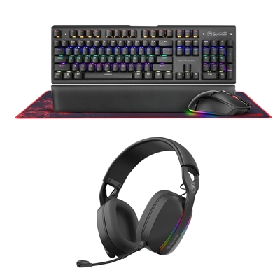 Marvo Scorpion CM420-UK RGB Mechanical Keyboard, Mouse and Mouse Pad with HG9086W Bluetooth and Wired Tri-Mode Connection RGB Stereo Gaming Headphones - Image 2
