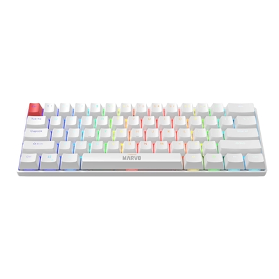 Marvo Scorpion KG933G Saber 61 Wired Mechanical RGB 60% UK Layout Gaming Keyboard (White) - Image 2