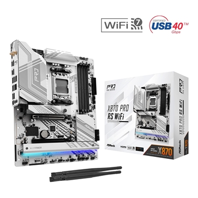 ASRock X870 PRO RS WIFI AMD AM5 Socket Motherboard, ATX, 4x DDR5 Slots, 3x M.2 Sockets, Fitted I/O Shield, 2.5GbE LAN, Wi-Fi 7, 1x HDMI Port / 2x USB-C (USB4) - Image 2