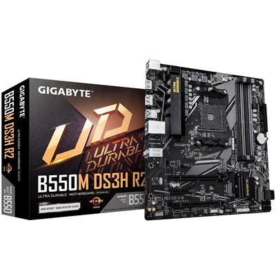 Gigabyte B550M DS3H R2 AMD AM4 Socket Motherboard, Micro-ATX, 4x DDR4 Slots, 2x M.2 Sockets, GbE LAN, 1x DisplayPort / 1x HDMI Port - Image 2