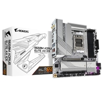Gigabyte B650M AORUS ELITE AX ICE AMD AM5 Socket Motherboard, Micro-ATX, 4x DDR5 Slots, 2x M.2 Sockets, Fitted I/O Shield, 2.5GbE LAN, Wi-Fi 6E, 1x DisplayPort / 1x HDMI Port