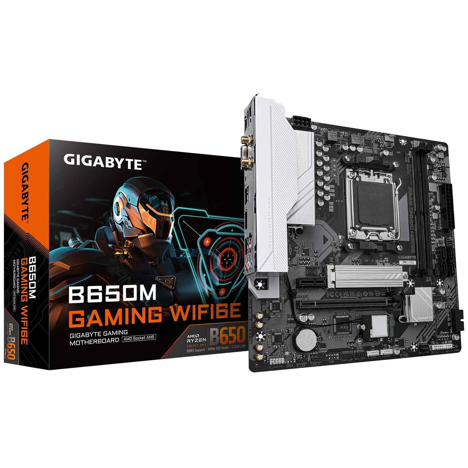 Gigabyte B650M GAMING WIFI6E (rev. 1.2) AMD AM5 Socket Motherboard, 2x DDR5 DIMM Slots, 1x M.2 Sockets, 2.5GbE LAN, Wi-Fi 6E, 1x D-Sub / 1x HDMI Port - Image 3