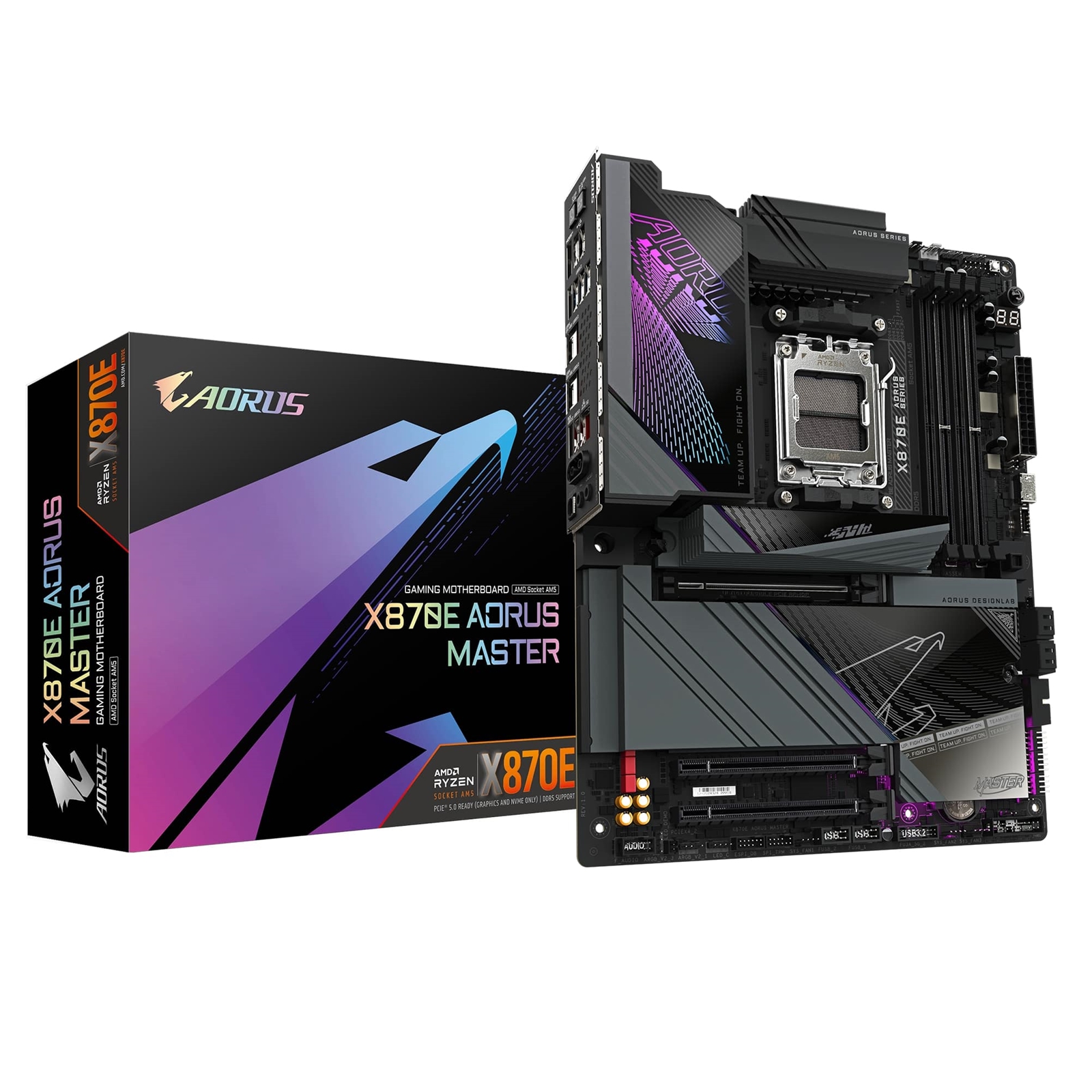 Gigabyte X870E AORUS MASTER AMD AM5 Socket Motherboard, ATX, 4x DDR5 Slots, 4x M.2 Sockets, Fitted I/O Shield, 5GbE LAN, Wi-Fi 7, 1x HDMI Port / 2x USB-C (USB4) - Image 3