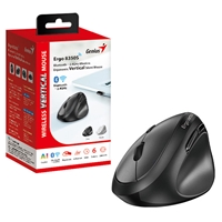 Genius Ergo 8350S Wireless Ergonomic Vertical Mouse, Blutooth & 2.4 GHz, Adjustable DPI levels up to 2400 DPI, 5 Button with Scroll Wheel, Dark Grey