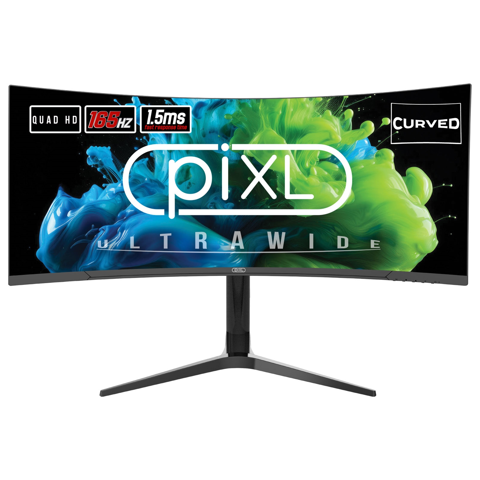 piXL CM34C7 34 Inch 165Hz UWQHD Quad HD Ultrawide Curved Gaming Monitor, with 1.5ms Response Time, 3440 x 1440 Resolution, HDMI, DisplayPort, USB-C, USB-B, USB-A x 2, Audio & Height Adjust - Image 3