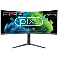 piXL CM34C7 34 Inch 165Hz UWQHD Quad HD Ultrawide Curved Gaming Monitor, with 1.5ms Response Time, 3440 x 1440 Resolution, HDMI, DisplayPort, USB-C, USB-B, USB-A x 2, Audio & Height Adjust