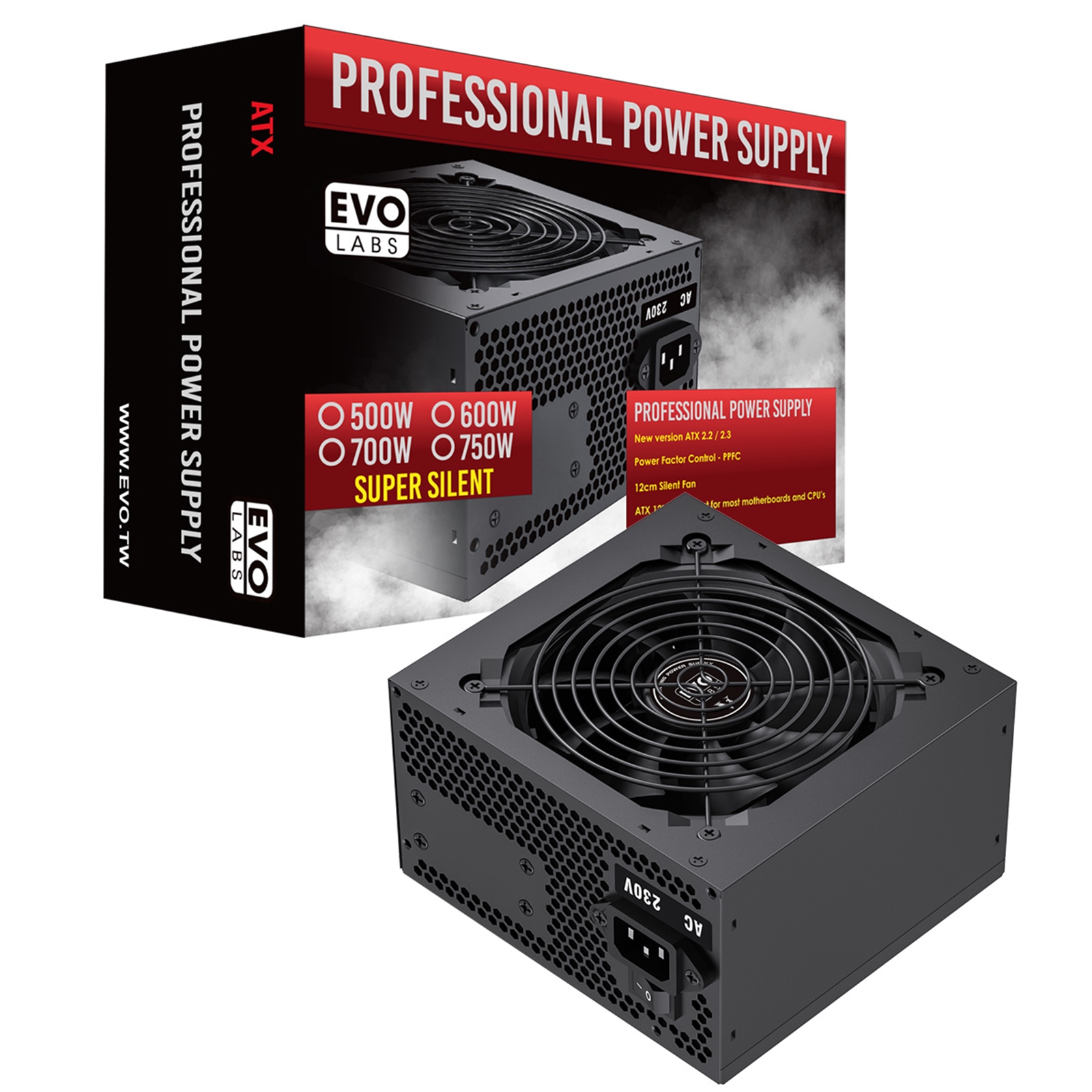 EVO LABS BR600-12BL 600W PSU,120mm Black Silent Fan with Improved Ventilation, Non Modular, High-Efficiency, PFC Certified, CE Compliant, Retail Packaged - Image 3