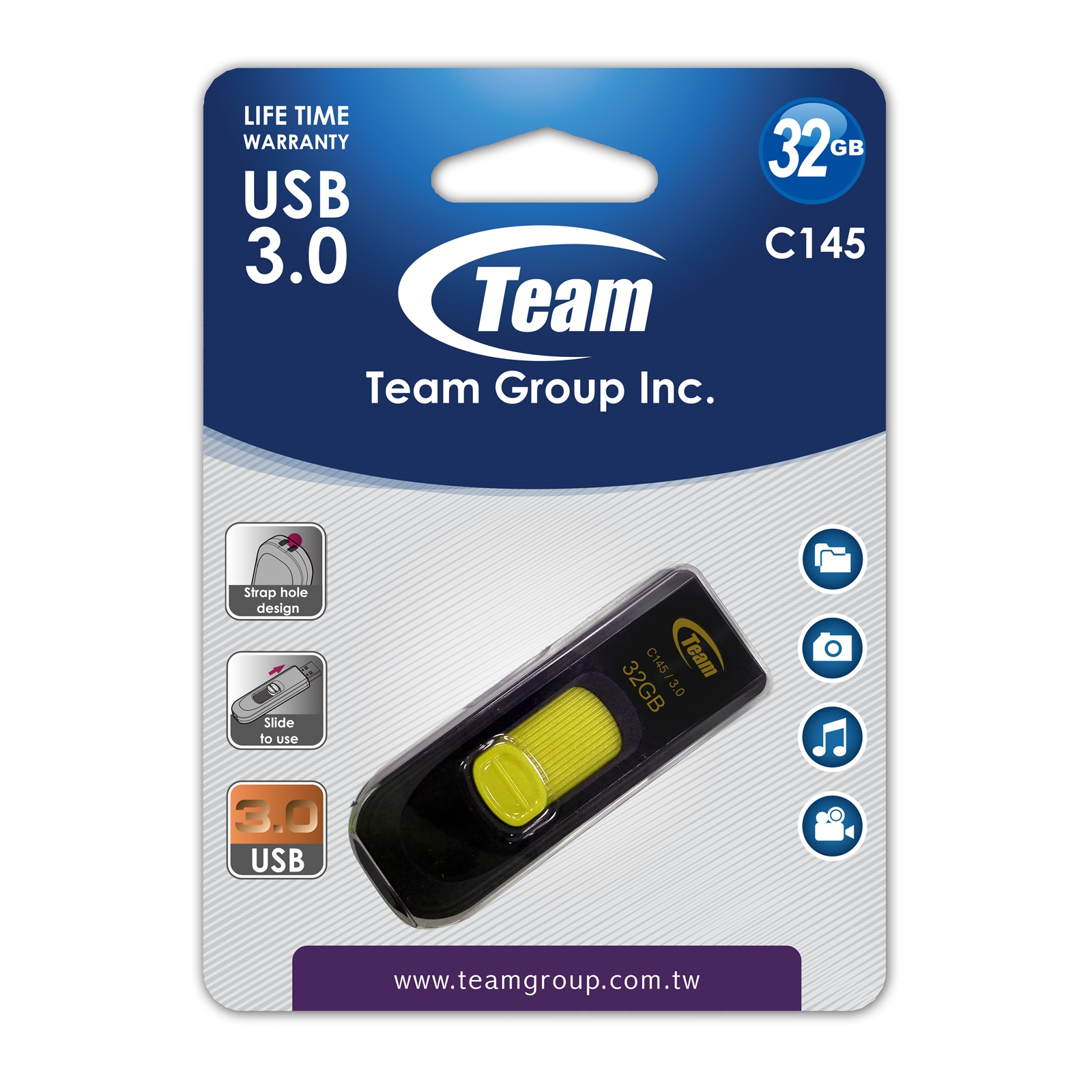 Team C145 32GB USB 3.0 Yellow USB Flash Drive - Image 3