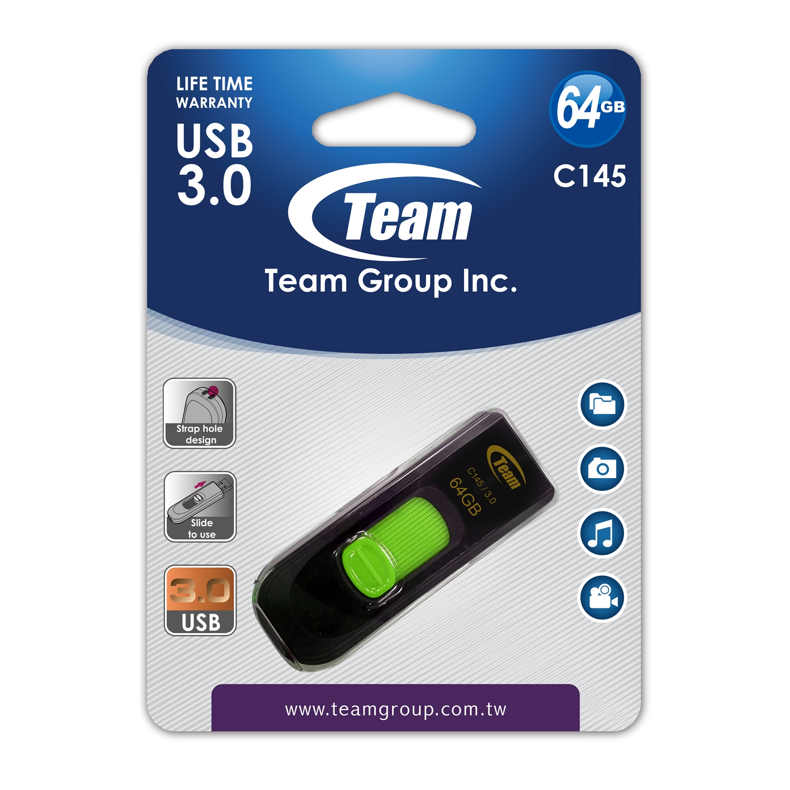 Team C145 64GB USB 3.0 Green USB Flash Drive - Image 3