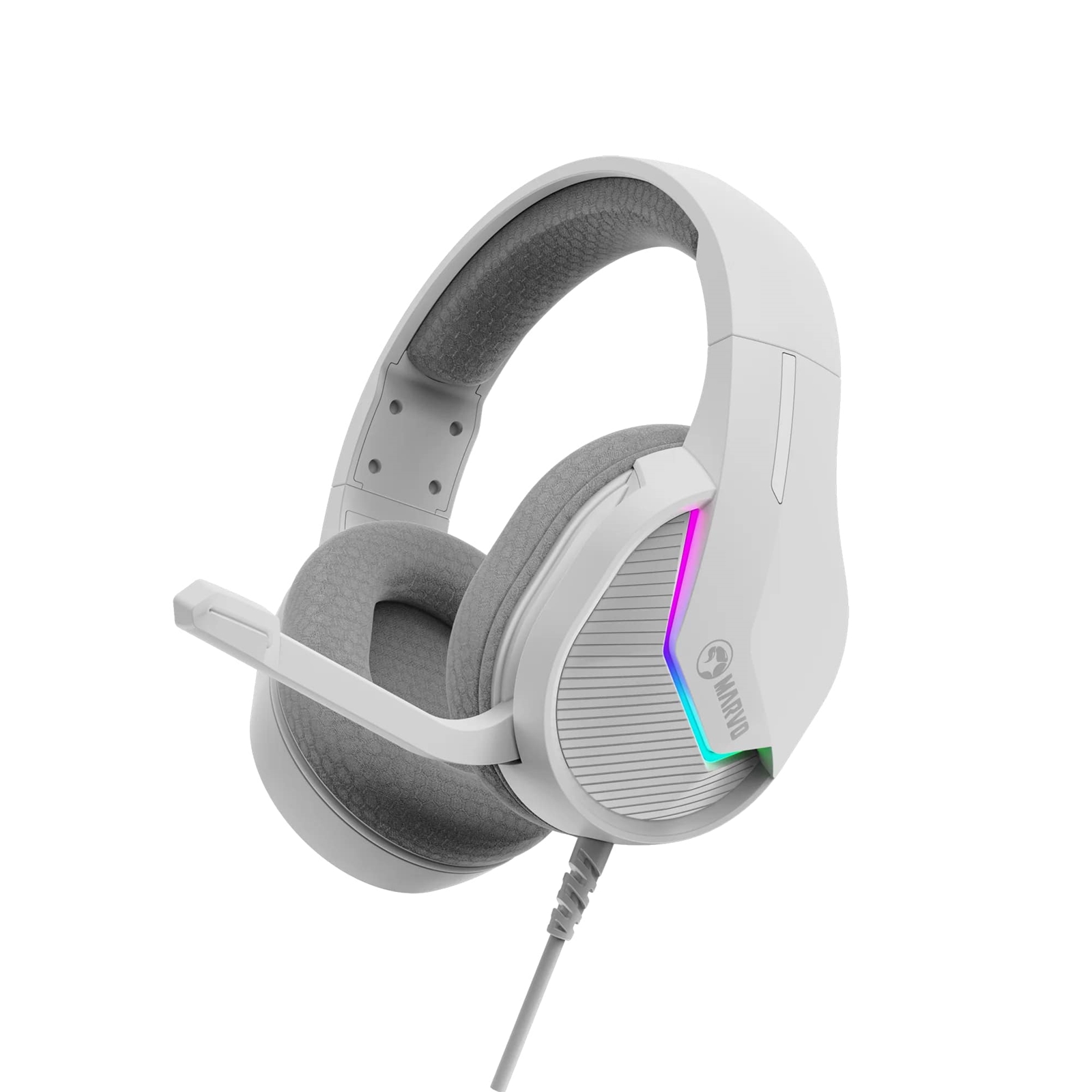 Marvo Scorpion H8618 Tactic 40 USB 2.0 Wired Gaming RGB Headset (White) - Image 3