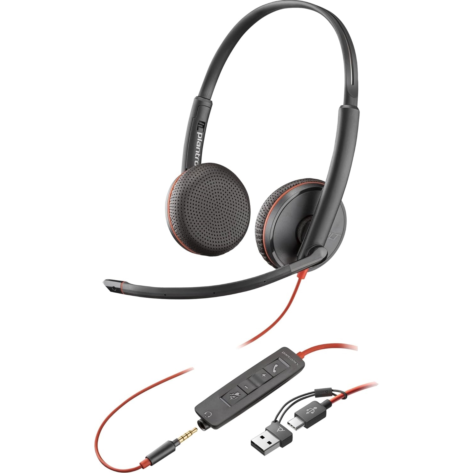 Plantronics Blackwire 3225 Stereo USB-C Headset with 3.5mm Jack & USB-C/A Adapter (Bulk Pack- Non-Retail) - Image 3