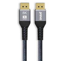 Prevo DP14-2M DisplayPort Cable, DisplayPort 1.4 (M) to DisplayPort 1.4 (M), 2m, Black & Grey, Supports Displays up to 8K@60Hz, Robust Braided Cable, Gold-Plated Connectors, Superior Design & Performance, Retail Box Packaging - Image 4