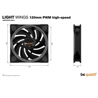 be quiet! Light Wings PWM High Speed Addressable RGB Fan, 120mm, 2500RPM, 4-Pin PWM Fan & 3-Pin ARGB Connectors, Black Frame, Black Blades, ARGB Lighting on Front & Rear - Image 8