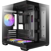 Antec CX60M ARGB Mini Tower Micro ATX Gaming Case, Black, Tempered Glass Panels, Dual Chamber Design, Vertical Cooling, Pre-Installed ARGB Fans, Water Cooling Support, - Image 8