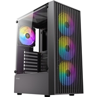 Antec AX27 RGB Elite Mid-Tower Gaming PC Case with Tempered Glass, Full Mesh Front Panel, 4 Pre-installed 120mm Fixed-RGB Fans, ATX/Micro-ATX/ITX Compatible, Black