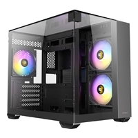 Antec CX600M Trio ARGB Mini Tower Gaming Case, Black, Tempered Glass Panels, Dual Chamber Design, Vertical Cooling, Pre-Installed ARGB Fans, Water Cooling Support,