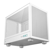 DeepCool CH160 Ultra-Portable Gaming Case White Micro Tower with Tempered Glass Side Window Panel, Advanced Cooling, USB 3.0/USB-C Ports, Pre-Installed Fans, Mini-ITX