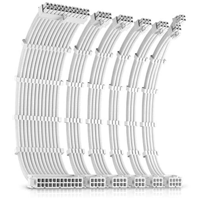 Antec White PSU Extension Cable Kit - 6 Pack (1x 24 Pin, 1x 4+4 Pin, 2x 8 Pin, 2x 6 Pin) - Image 2