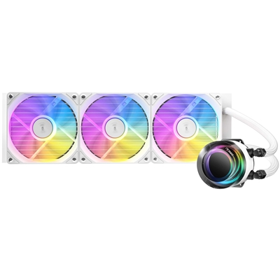 Antec Vortex Lum 360 ARGB White CPU Liquid Cooler - Intel & AMD Compatible, 3 x 120mm ARGB Fans, Suspended Spiral Pump Head, Enhanced Cooling Performance - Image 2
