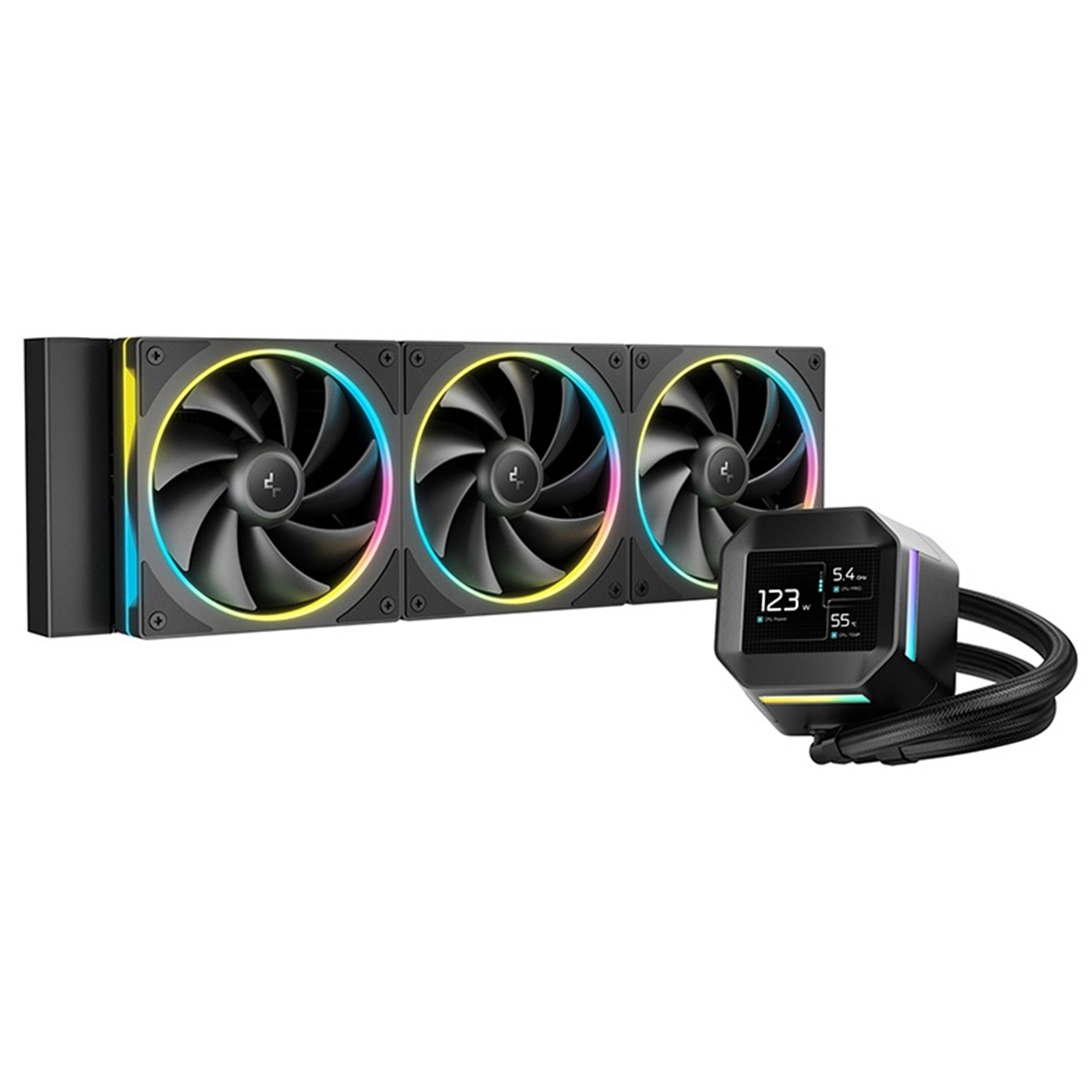 DeepCool LM360 Liquid CPU Cooler with 2.4" IPS Display, 360mm AIO, Triple 120mm ARGB Fans, Anti-Leak Technology, PWM Pump, Intel LGA 1851/1700 & AMD AM5 Compatible, Black - Image 3