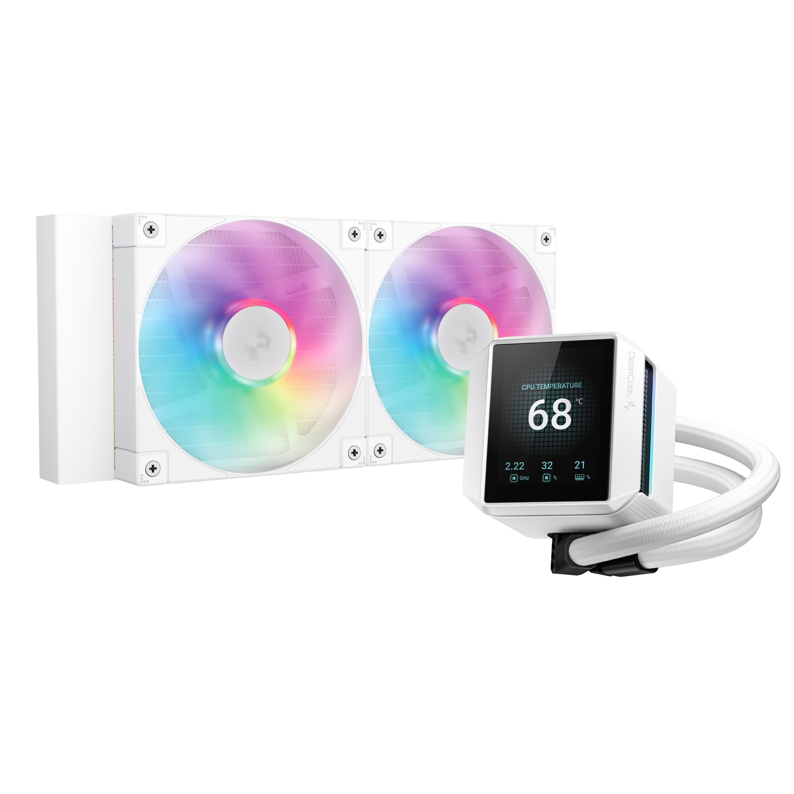 DeepCool Mystique 240 WH ARGB Liquid CPU Cooler with 2.83" TFT LCD Display, 240mm Radiator, Addressable RGB Fans, Hydro Bearing, and Wide Compatibility for Intel & AMD Sockets - Image 3