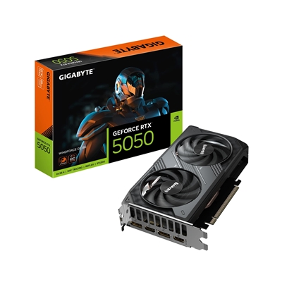 Gigabyte NVIDIA GeForce RTX 5050 WINDFORCE OC 8GB, GDDR6 Graphics Card, 2560 Cuda Core, 2587MHz Core Clock, Windforce cooling system, Dual Fan, 2x DisplayPorts / 2x HDMI Ports - Image 2