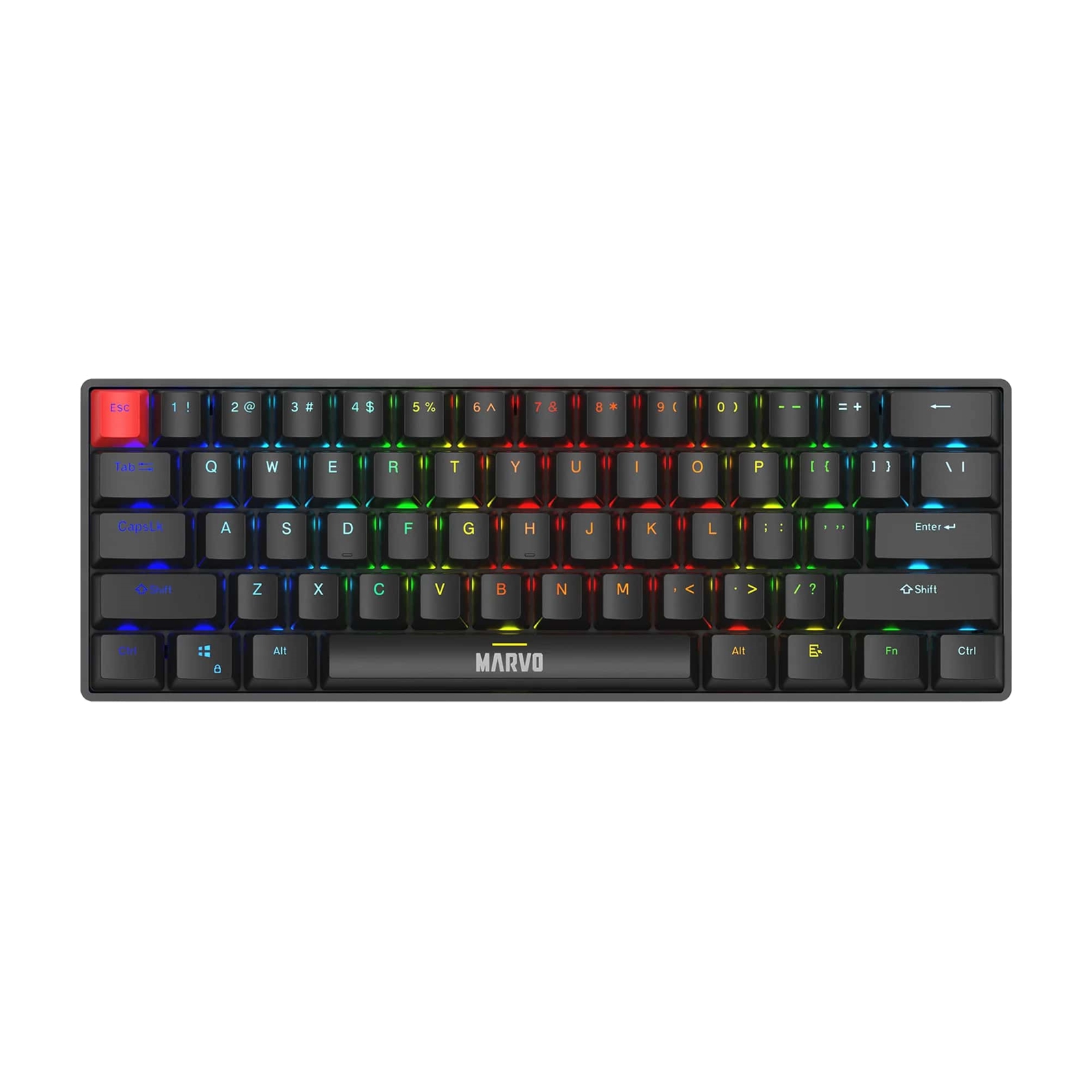 Marvo Scorpion KG933G Saber 61 Wired Mechanical RGB 60% UK Layout Gaming Keyboard (Black) - Image 3