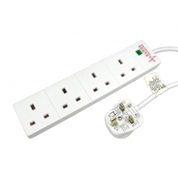 2m 4 Gang Surge Protected LED Indicator UK Mains Extension - White