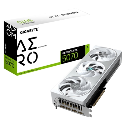 Gigabyte NVIDIA GeForce RTX 5070 AERO OC 12GB GDDR7 Graphics Card, 6144 CUDA Cores, 2625 MHz Core Clock, Triple Fan, White, RGB, 3x DisplayPorts / 1x HDMI Port - Image 2