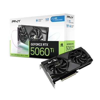 PNY NVIDIA GeForce RTX 5060 Ti DUAL OC 16GB GDDR7 Graphics Card, 4608 CUDA Cores, 2407MHZ Core Clock, Dual Fan, 3 x DisplayPort / 1x HDMI Port - Image 2