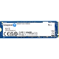 Kingston NV3 (SNV3S/1000G) 1TB NVMe SSD, M.2 Interface, PCIe Gen4, 2280, Read 6000 MB/s, Write 4000 MB/s, 3 Year Warranty