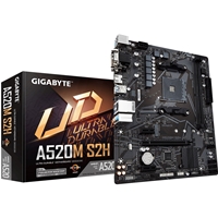 Gigabyte A520M S2H Ultra Durable AMD AM4 Socket Motherboard, Micro-ATX, 2x DDR4 Slots, 1x M.2 Socket, GbE LAN, 1x D-Sub / 1x DVI-D / 1x HDMI Port