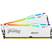 Kingston FURY Beast KF556C36BWEAK2-32 32GB (2x 16GB) DIMM System Memory, 5600MHz, DDR5, CL36, White, RGB, Intel XMP, AMD EXPO