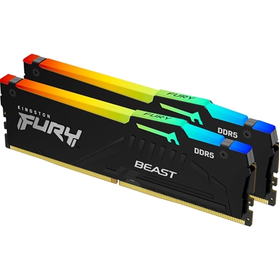 Kingston FURY Beast KF560C36BBEAK2-64 64GB (2x 32GB) DIMM System Memory, 6000MHz, DDR5, CL36, Black, RGB, Intel XMP, AMD EXPO - Image 2