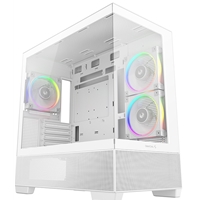 DeepCool CG380 3F Micro-ATX Gaming Case White  Panoramic Tempered Glass Side Panel, Mesh Airflow Front, 3 Pre-Installed ARGB Fans, USB-C & USB-A Front I/O, Spacious SFF/mATX/ITX Build Support