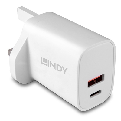 LINDY 73416 Power Adapter, USB, 24 pin USB-C, 20W, Fast Charge, Power Delivery 3.0, White - Image 2