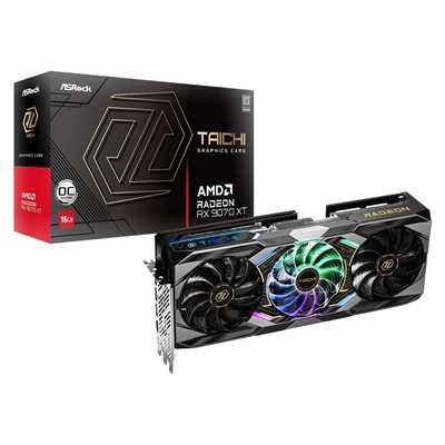 ASRock AMD Radeon RX 9070 XT Taichi 16GB OC GDDR6 Graphics Card, 4096 Streams, 3100MHz Boost Clock, Triple Fan, 3x DisplayPorts / 1x HDMI Port - Image 2