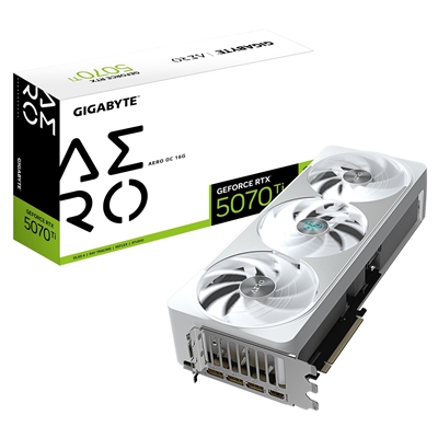 Gigabyte NVIDIA GeForce RTX 5070 Ti AERO OC 16GB GDDR7 Graphics Card, 8960 CUDA Cores, 2588 MHz Core Clock, Triple Fan, White, RGB, 3x DisplayPorts / 1x HDMI Port - Image 2